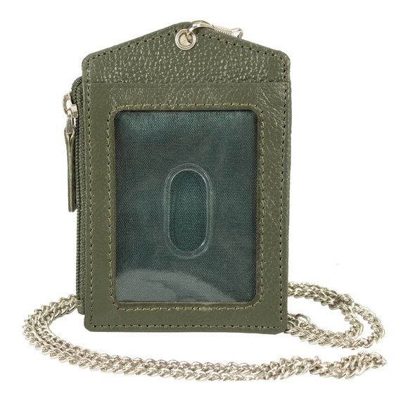 Paul Walter Other - ID Lanyard Card Holder in Genuine Leather with Long Metal Chain